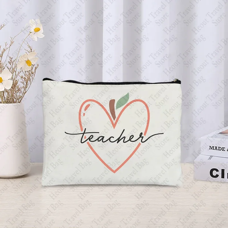 trousse à cosmétiques pour enseignants, sac de maquillage à fermeture éclair, boîte à crayons, rangement de rouge à lèvres, cadeaux de remerciement pour enseignants, retour à l'école, chimzipper