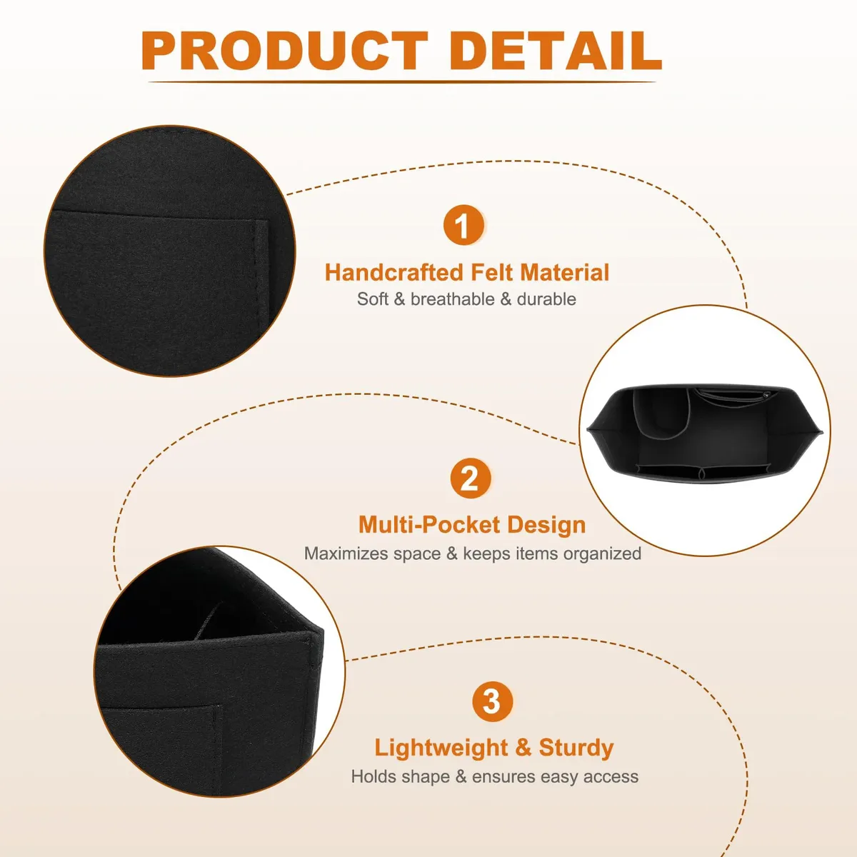 sac d'insertion en feutre pour sac à main longchamp, organisateur de sac en tissu feutré, support de maquillage, sac de voyage portable