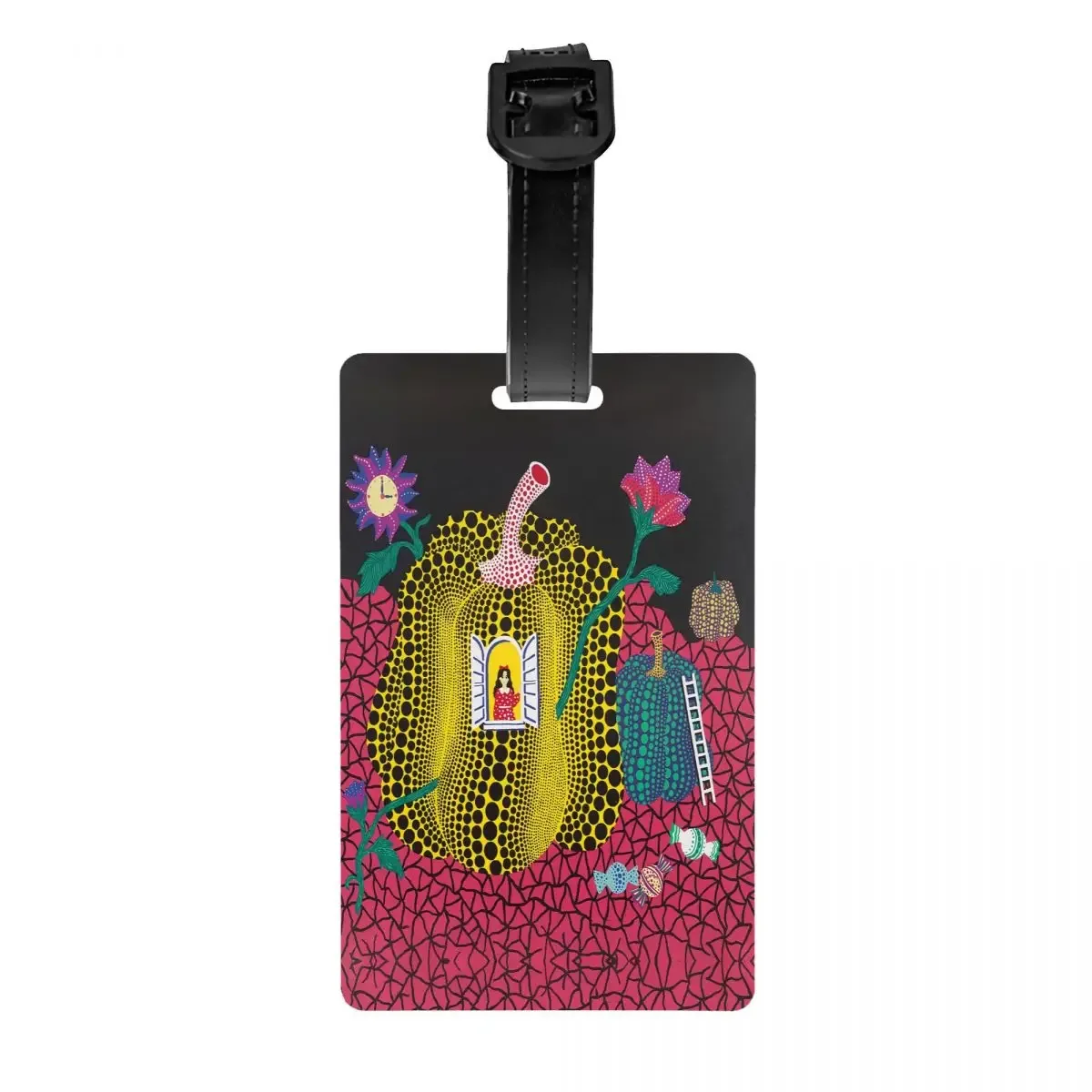 étiquette de bagage personnalisée yayoi kusama, peinture abstraite, protection de la vie privée, étiquettes de bagage, sac de voyage, valise attro