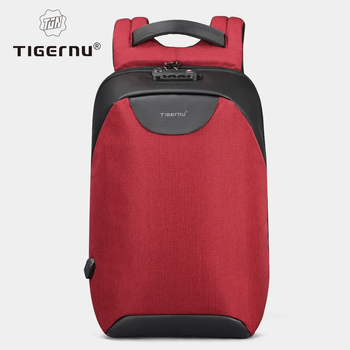 tigernu – sac à dos antivol sans clé avec serrure tsa, sac à dos tendance pour femmes, 15.6 pouces, chargeur u