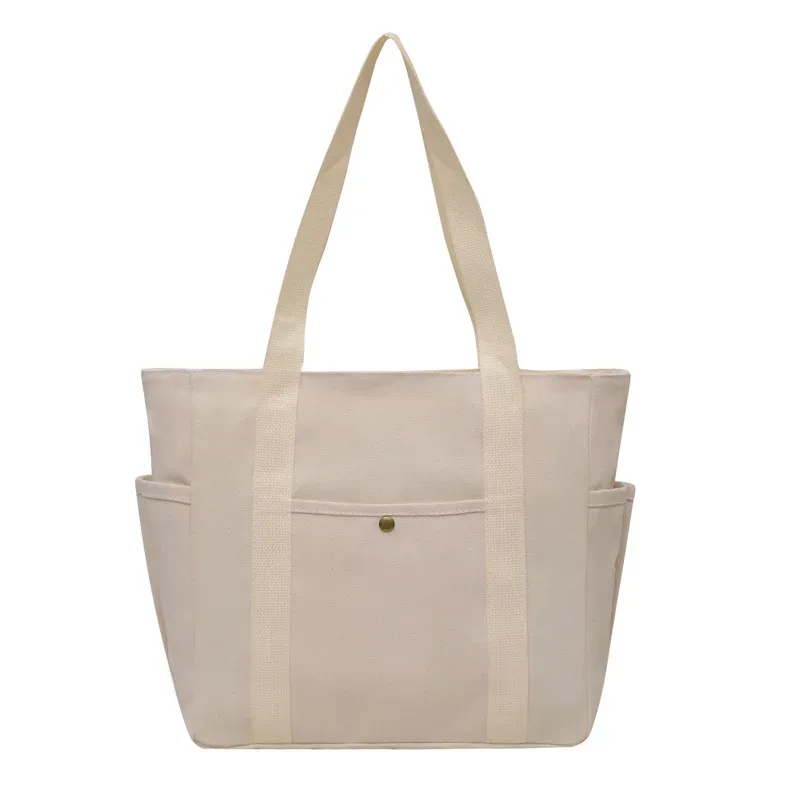 sac fourre-tout en toile de grande capacité avec logo personnalisé, pliable et réutilisable, pour shopping, déplacements, polyvalent, sac à bandoulière pour étudiant littéraire