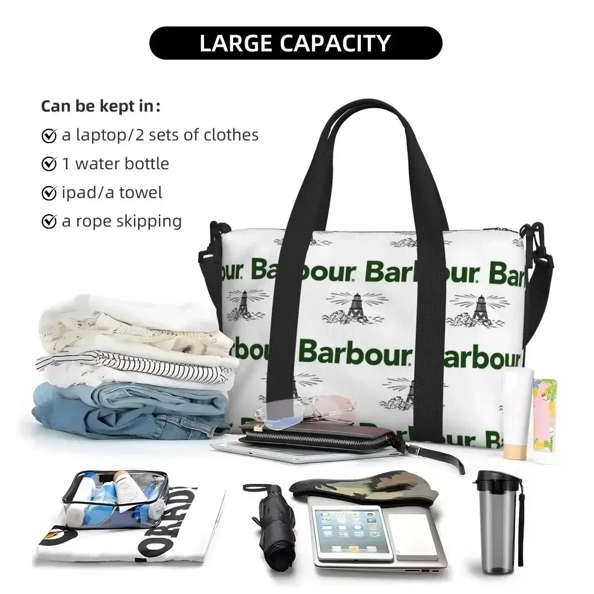 sac de voyage barbour beach, grande capacité, sacs fourre-tout pour la gym, le yoga, les femmes, le shopping, sac à bandoulière