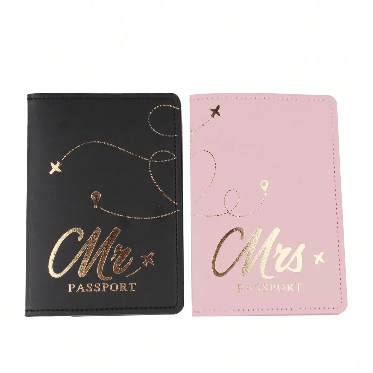 2 pièces/ensemble nouveau porte-passeport en cuir pu mr & mrs, porte-cartes, accessoires de voyage légers, portefeuille, cadeau pour les amoureux
