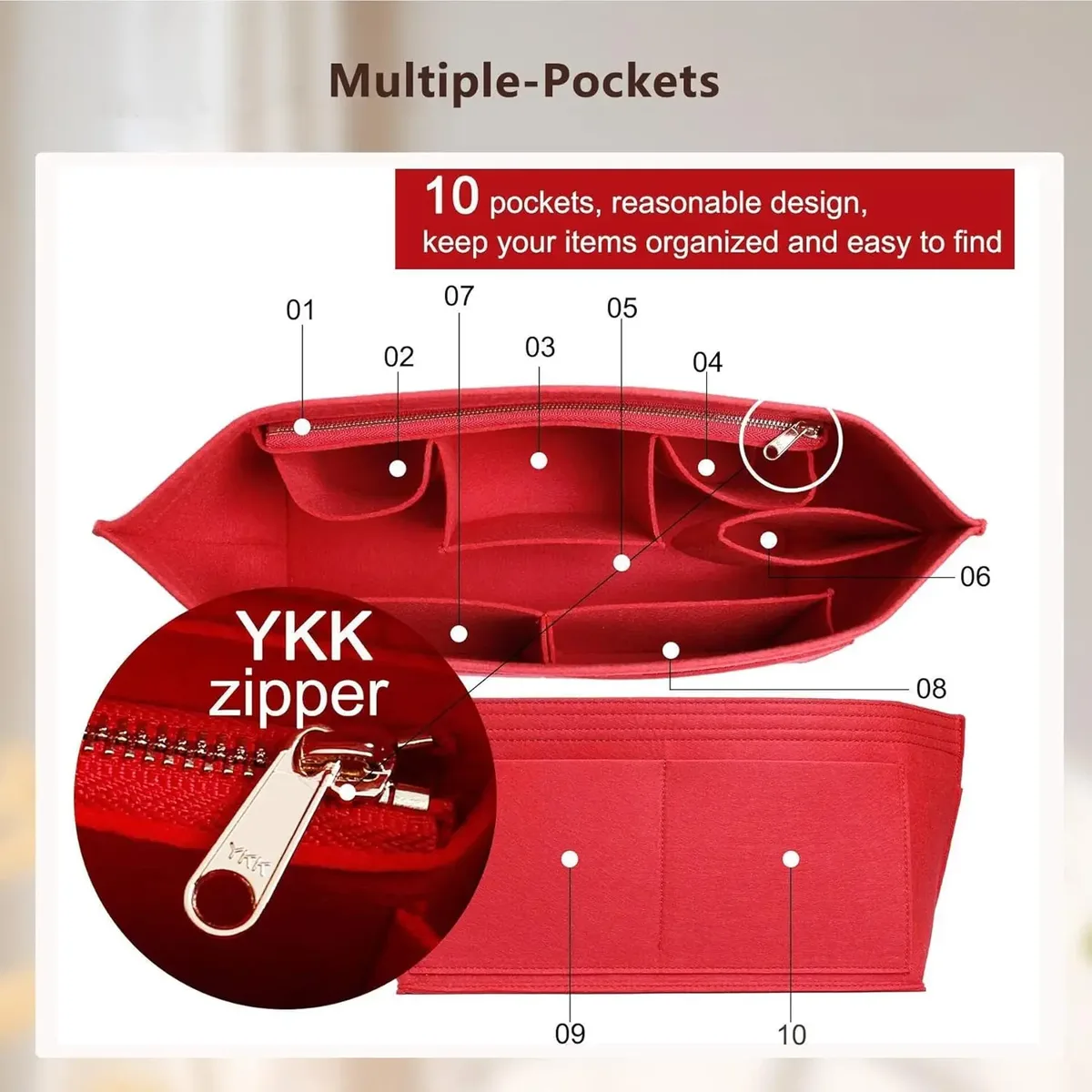organisateur de sac à main et structureur de base pour sacs à main, lot de 2 pièces, insert en feutre compatible speedy 30 neverfull mm