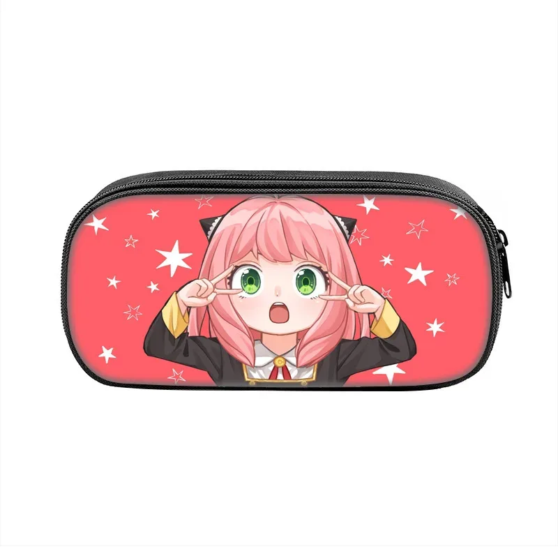 boîte à stylos espion × famille, sac pour étudiants, fournitures scolaires de grande capacité, trousses à crayons de jeu à fermeture éclair, cadeau d'anniversaire pour enfants