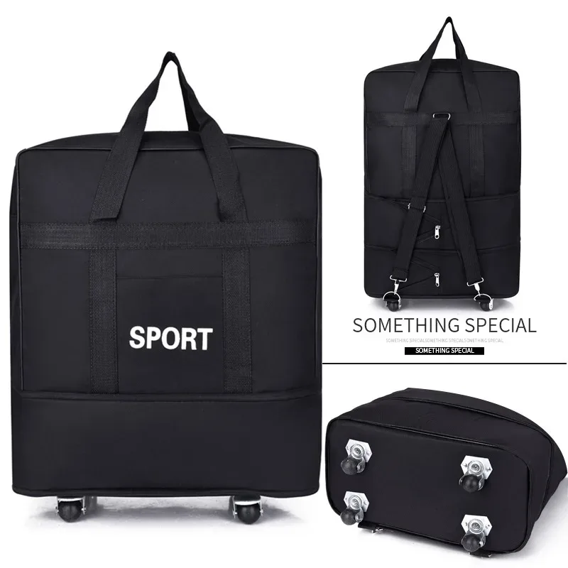 sac à bagages de voyage à air vérifié, roue universelle pliable, rangement mobile, oxford, cubes d'emballage étanches
