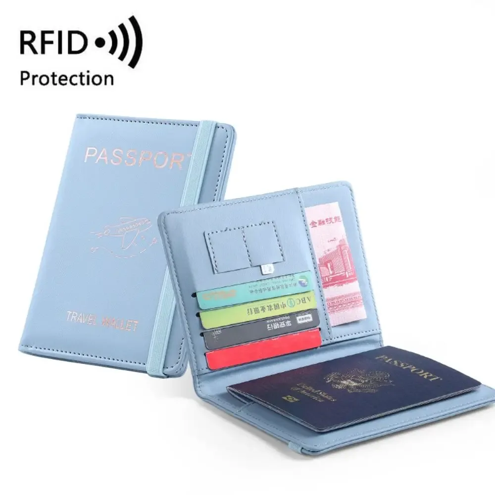 nouveau porte-passeport de couleur unie, blocage rfid, fente pour billet, clip, housse de protection, sac pour cartes de voyage en cuir