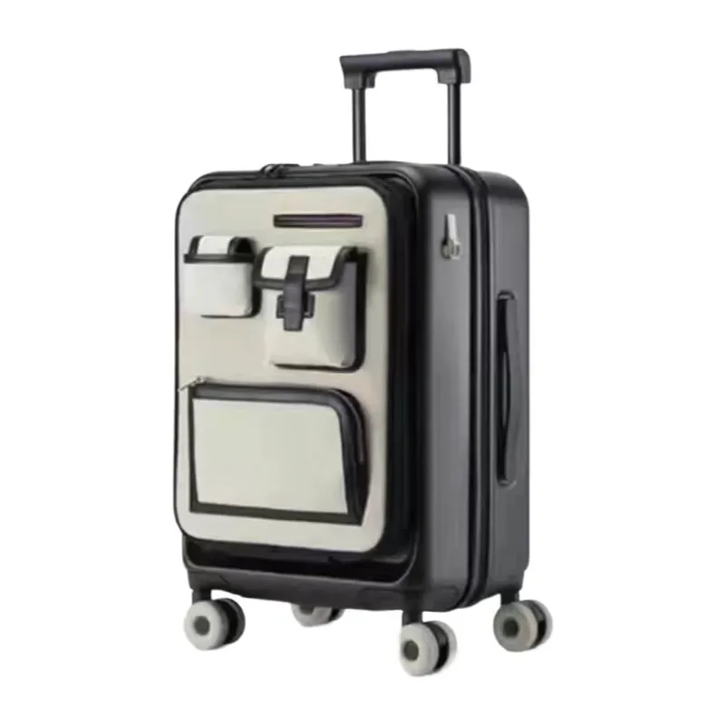 valise à main extensible à ouverture frontale de 20 pouces, avec roulettes et serrure tsa, bagage d'affaires au design de luxe