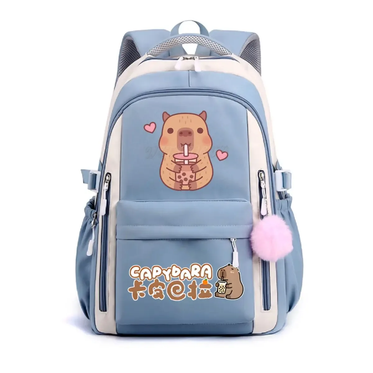 sac à dos d'école pour filles mignon capybara & bubble tea imprimé cartables femmes filles sacs d'école décontractés sac à dos de voyage à la mode