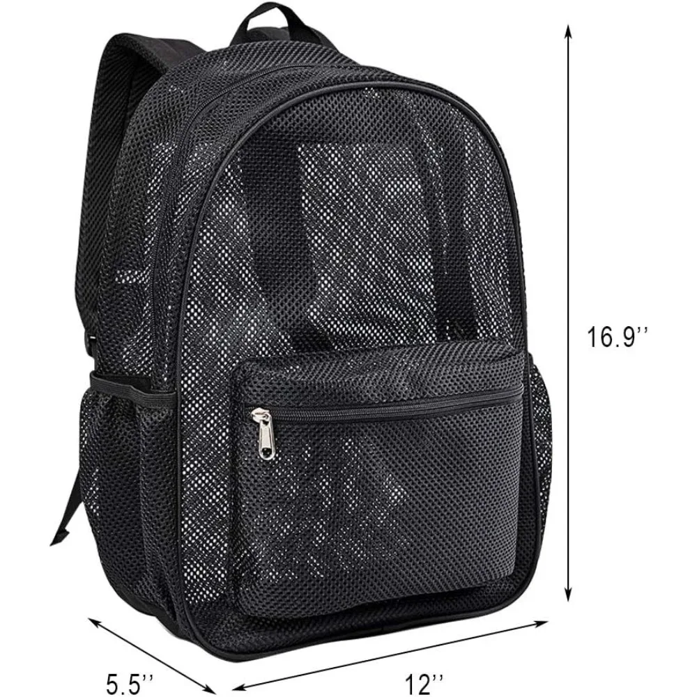 sac à dos en maille robuste, grand format, transparent, respirant, résistant aux déchirures, approuvé par l'école, sac de sécurité pour adolescents du lycée et salle de sport