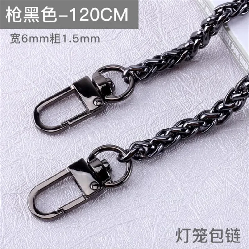longue chaîne de sac à main en métal de 120cm, poignée de remplacement, sac à main, sac à bandoulière, accessoires de chaîne or/argent/noir
