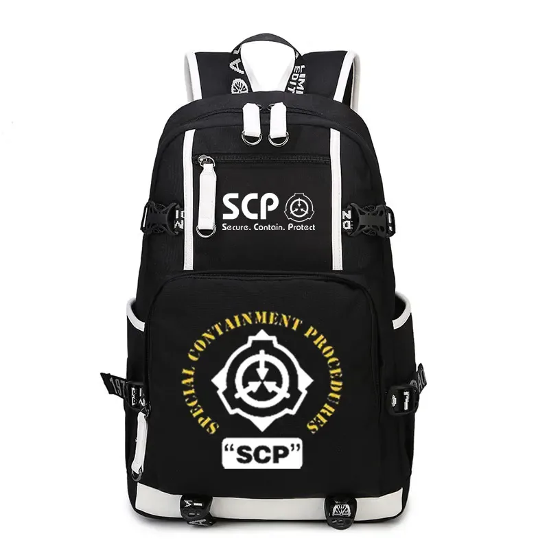 sac à dos scp secure contain protect, cartable noir, sacs d'école de dessin animé, sac à dos de voyage lumineux, sacs initiés par ordinateur portable usb