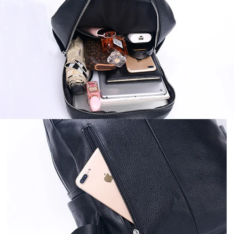 zency – sac à dos de voyage en cuir véritable pour femmes, sac d'école de grande capacité, multifonctionnel, adapté aux fichiers a4, sac de haute qualité