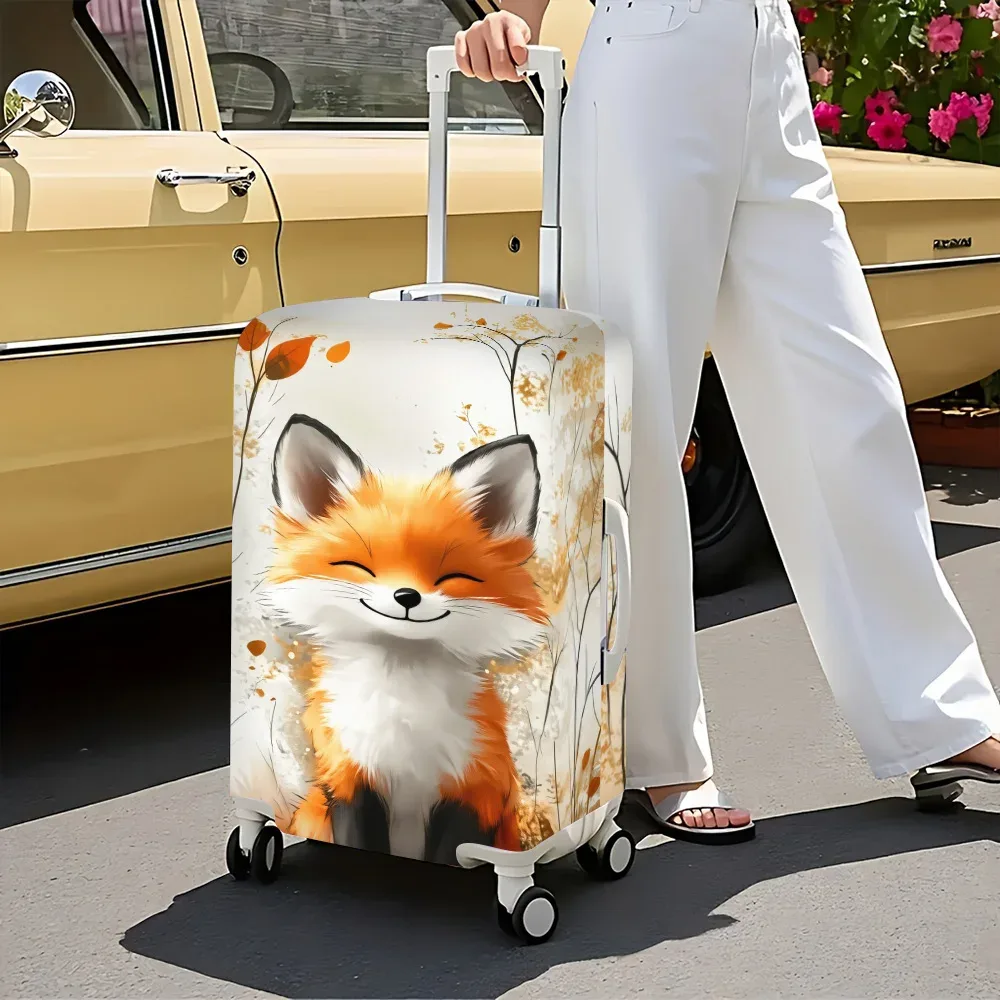 1 housse de bagage avec imprimé renard souriant mignon. s'adapte aux valises de 18 à 32 pouces ; protège efficacement vos bagages.