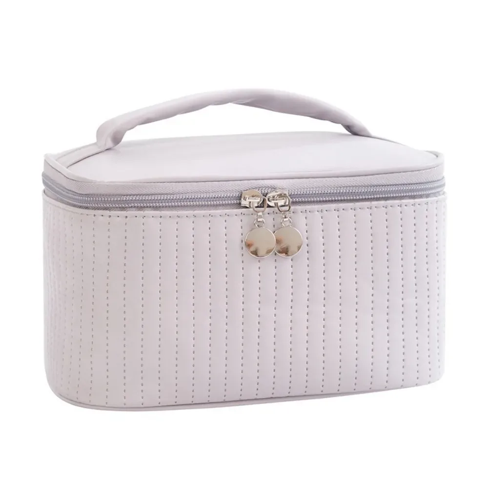 sac de rangement de voyage multifonctionnel, sac à cosmétiques mignon de couleur unie, grande capacité, en cuir pu, organiseur de toilette pour usage quotidien