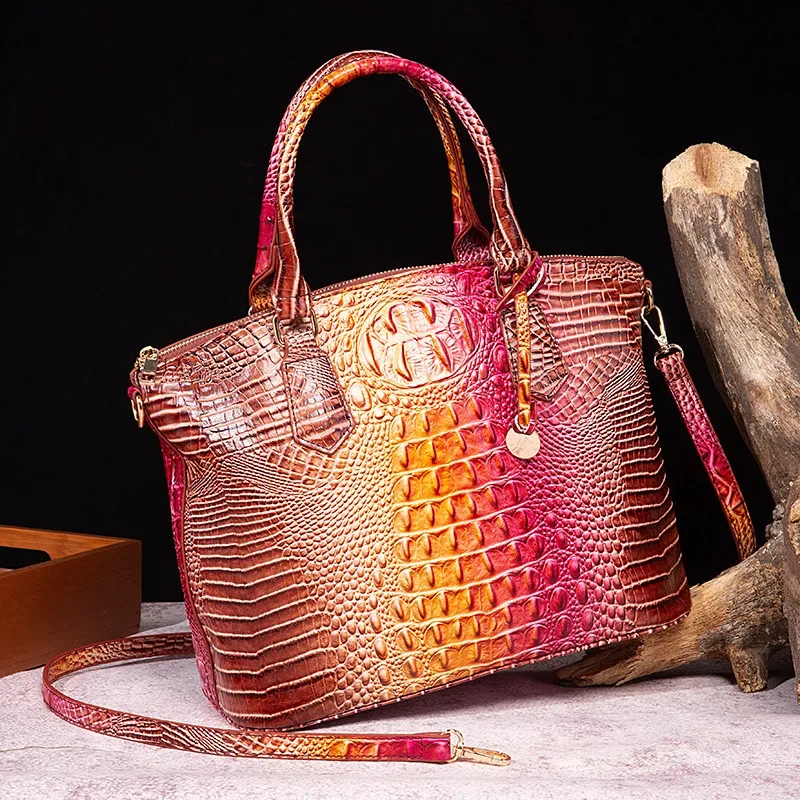 sac à bandoulière en cuir gaufré croco grande capacité, sac à main de luxe ombré pour femme, sac de voyage, cadeau