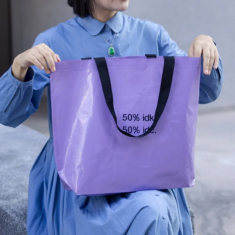 sac d'épicerie réutilisable imperméable violet, sac de shopping de grande capacité, sac à bandoulière pliable et portable pour la plage, les voyages et le rangement quotidien