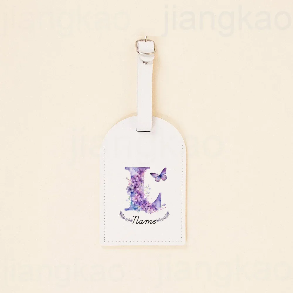 étiquette de bagage personnalisée en pu, lettre florale avec nom, étiquette de valise, accessoire de voyage, cadeau d'anniversaire de mariage pour elle