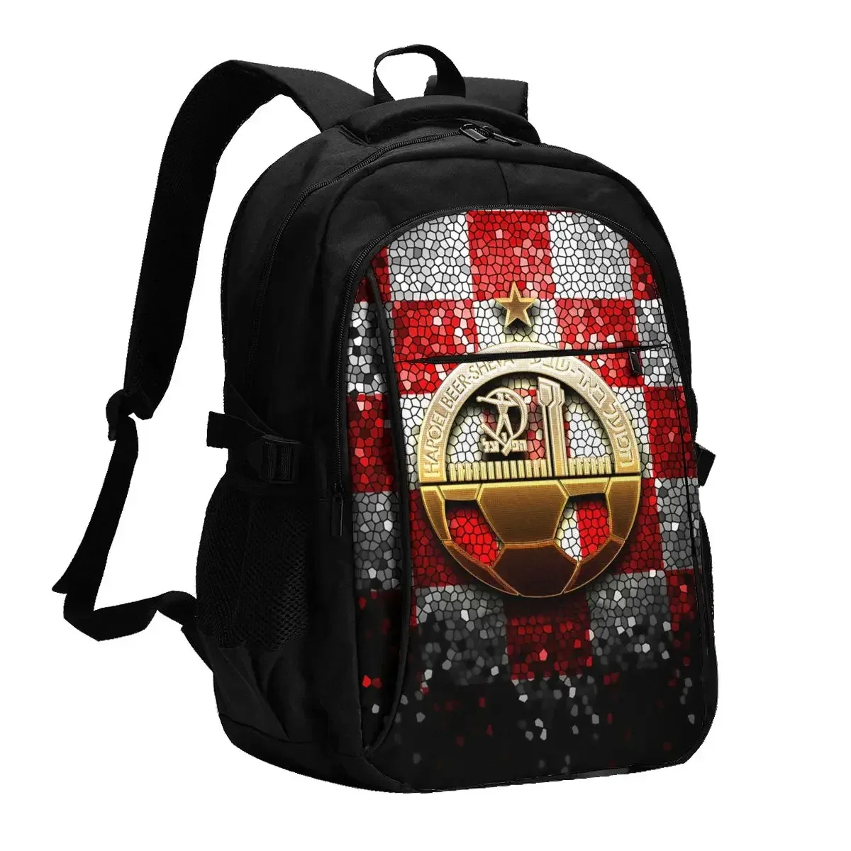 hapoel beer sheva travel laptop backpack, business water resistant backpack with usb charging port, college bag for men & women