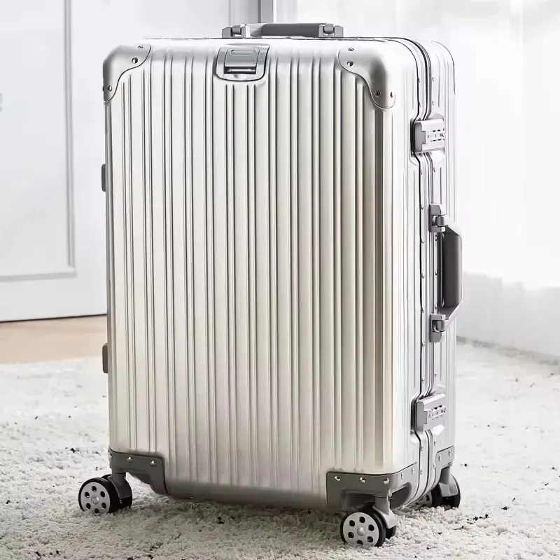 Valise de voyage en alliage aluminium-magnésium 20/24/26/29 pouces, valise à roulettes, bagage à main, valise cabine