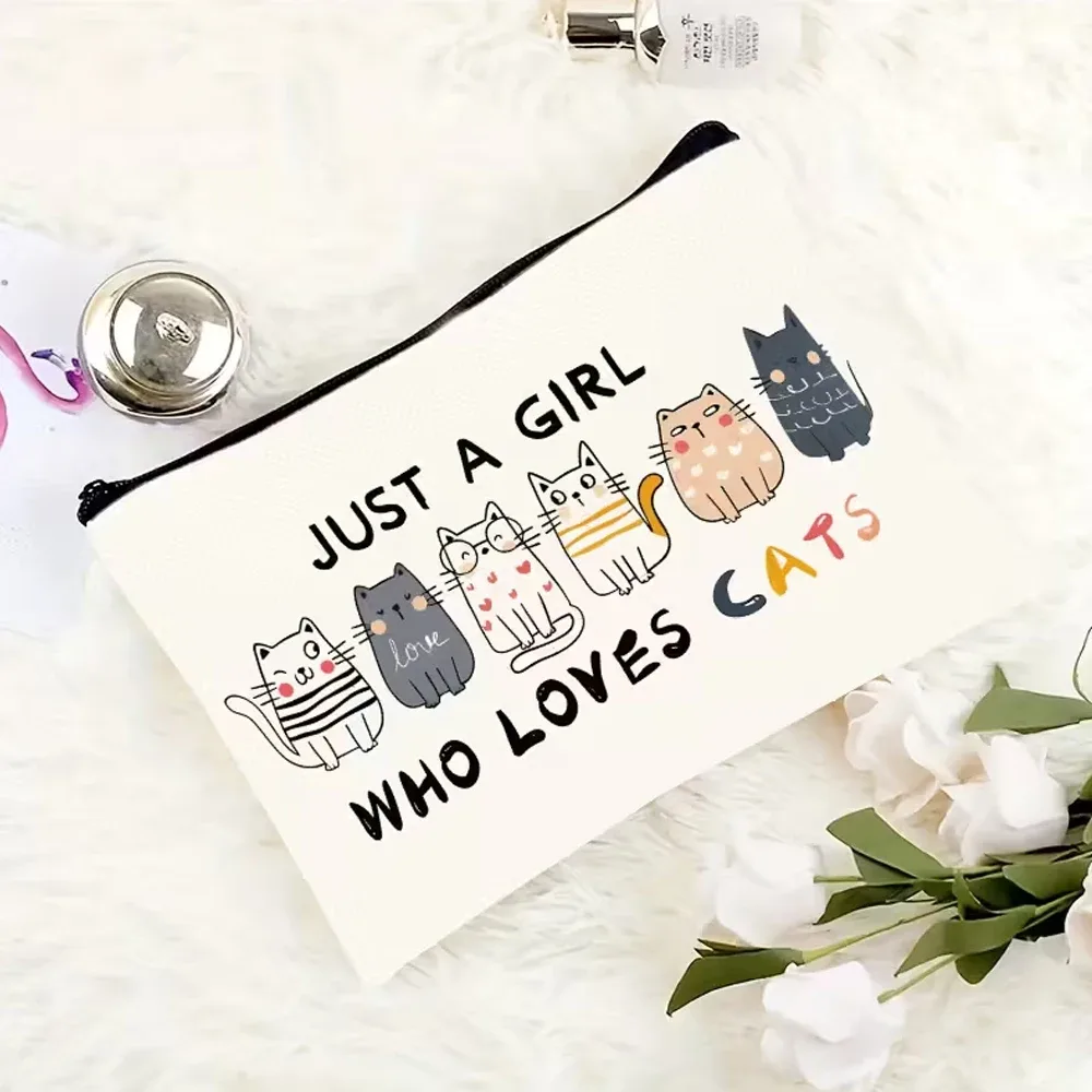 trousse de toilette à thème chat pour femme, cadeau mignon pour filles, trousse de maquillage de voyage avec fermeture éclair pour les amoureuses des chats, cadeau amusant pour maman chat, pour anniversaire ou noël, pour fille, sœur ou meilleure amie