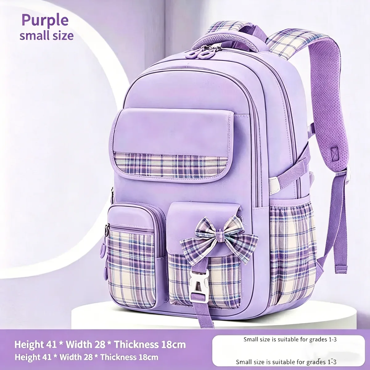 nouveau sac à dos à carreaux pour filles d'école primaire avec protection de la colonne vertébrale, grande capacité, léger et imperméable pour enfants