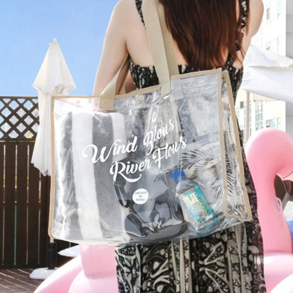pochette cosmétique et sac de plage - sac de plage léger avec pochette pour téléphone, sac fourre-tout pliable et imperméable pour la plage, la piscine, les vacances