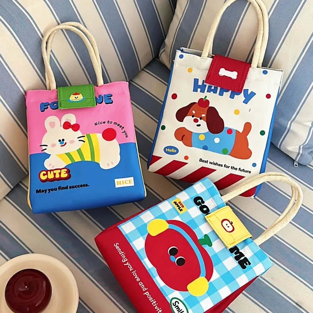 sac bento mignon pour les employés de bureau, sac fourre-tout de grande capacité, sac isotherme à motif de dessin animé, sac pour boîte à déjeuner pour étudiants