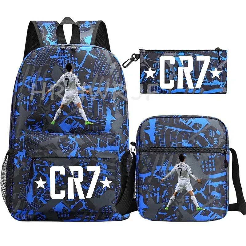 nouveau sac à dos cr7, capacité 3 pièces, sacs d'école pour garçons et filles, légers, pour femmes et hommes, sport, décontracté, pour adolescents, ordinateur portable, mochila infantil