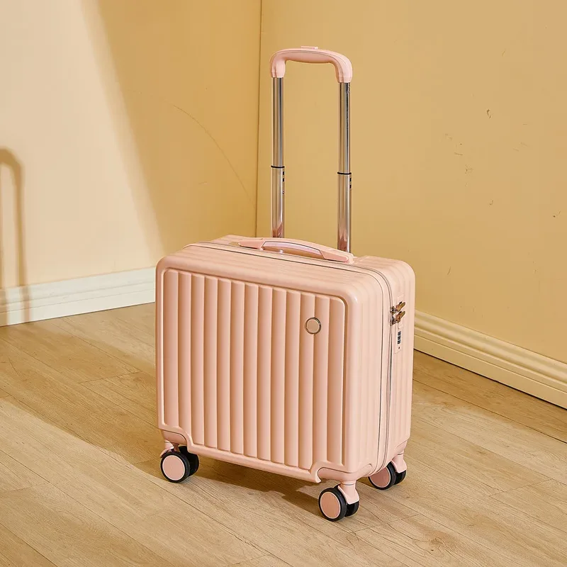 valise à main compacte de 18 pouces, roues spinner légères, sac de voyage en cuir à la mode, verrouillage par mot de passe, bagage à main