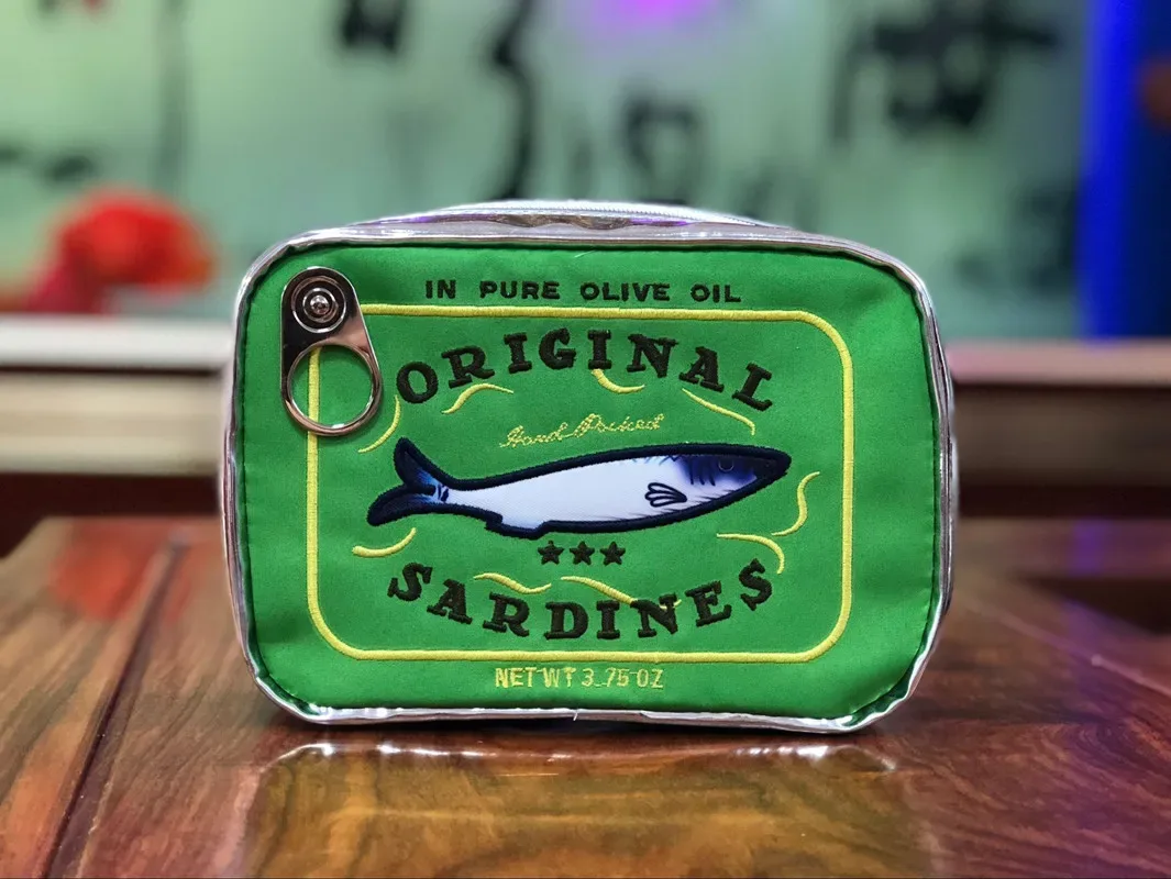 sacs à cosmétiques de voyage sardines en conserve, trousse de toilette créative, portable, mignon, grande capacité, fermeture éclair, multifonction pour week-end, vacances