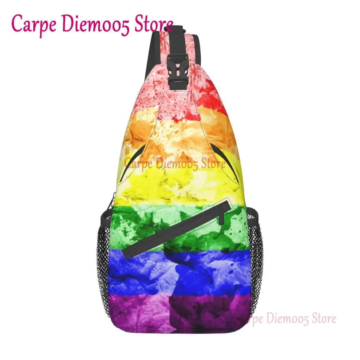 sac à bandoulière arc-en-ciel pour hommes, sac à dos de poitrine pour randonnée