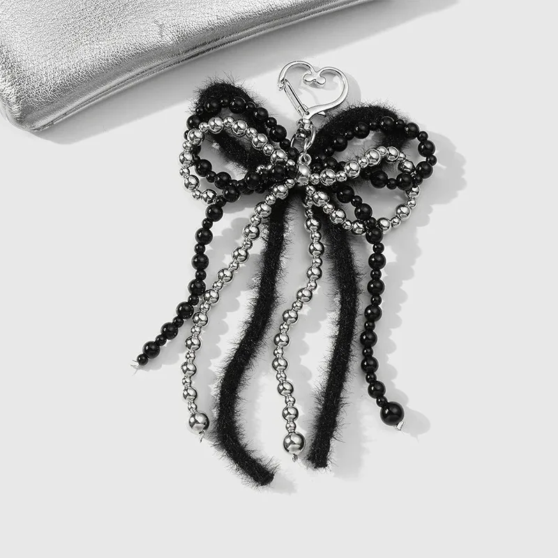porte-clés en perles de cerise rouge doux, décoration de sac, nœud en ruban, sac à dos mignon, décoration suspendue, cadeau pour meilleur ami