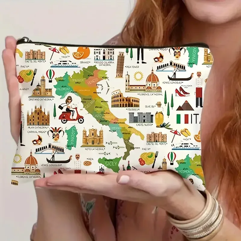 nouvelle trousse de rangement pour fleurs d'automne, sac à fermeture éclair, trousse de maquillage en lin, trousse de beauté, pochette de maquillage, étui à maquillage
