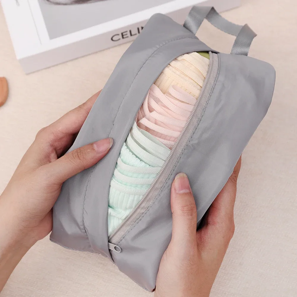 sac de rangement de cosmétiques de voyage portable, sac de lavage pliable à fermeture éclair, pochette de rangement de chaussettes et de sous-vêtements pour valise de voyage, sac de finition