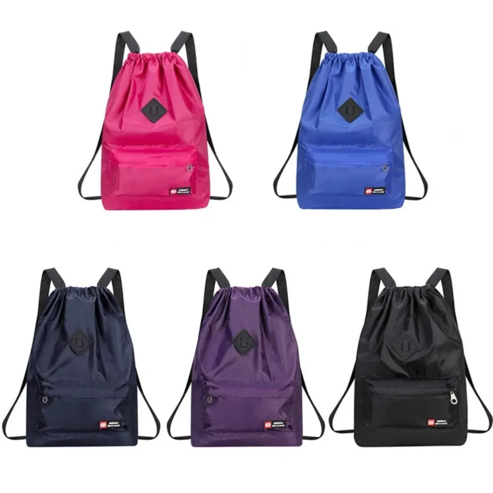 sac à dos tendance en nylon avec cordon de serrage, 5 couleurs, sac à dos polyvalent, grande capacité, sac d'ordinateur lavable pour femmes et hommes