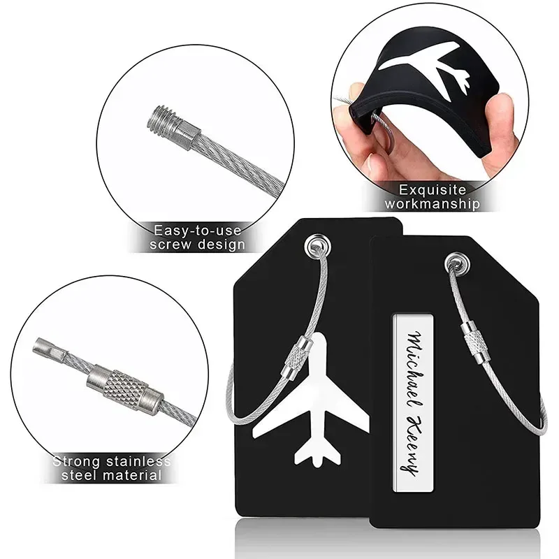 étiquettes de bagage en silicone, accessoires de voyage, mode rouge couleur unie, étiquettes nominatives pour bagages d'embarquement, porte-étiquette d'adresse de valise, 1 pièce