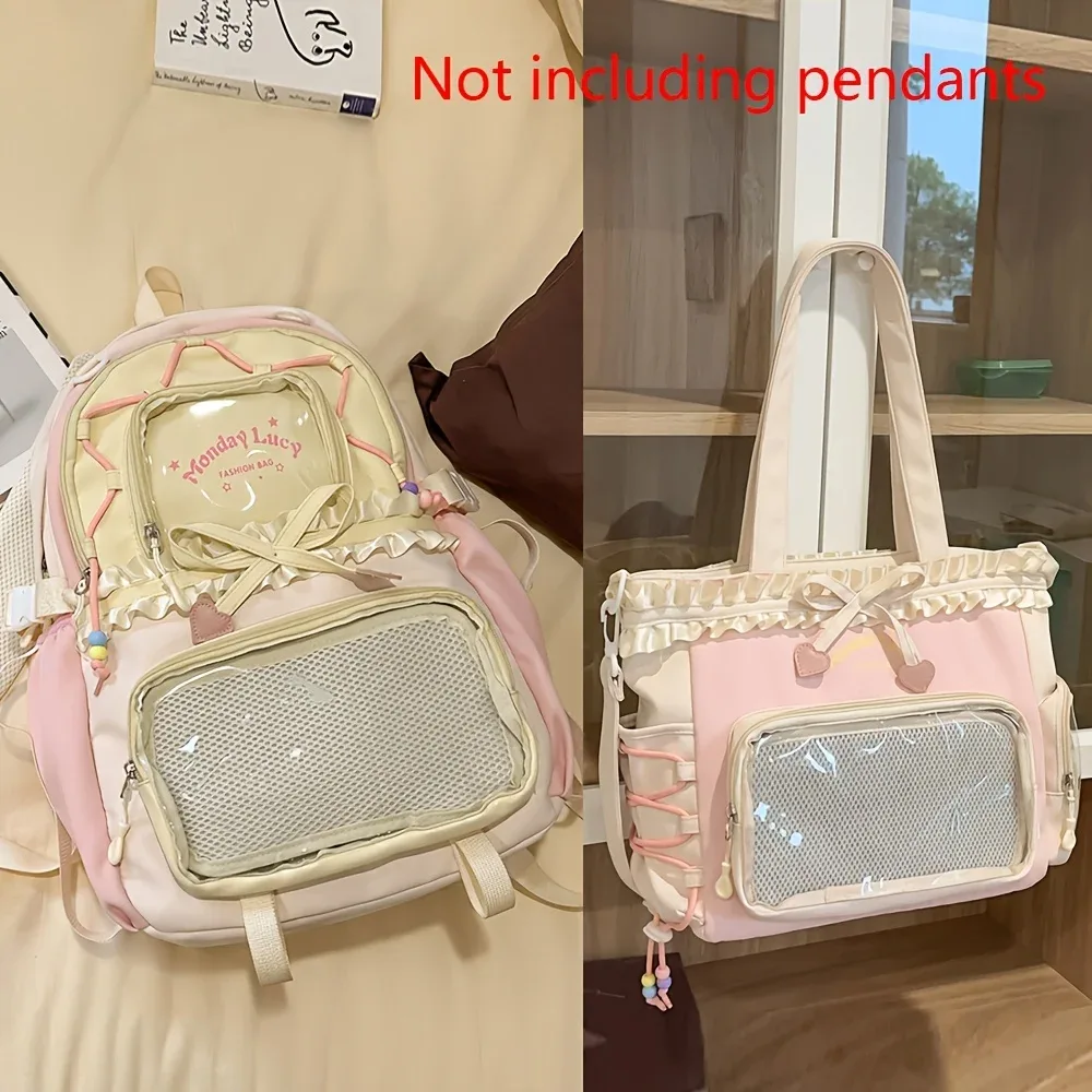 ensemble de sacs pour femmes, sac anti-douleur deux pièces (licieux un typepo et devrait être un sac à dos), sac à dos de rentrée scolaire, sac à dos léger et mignon en dentelle