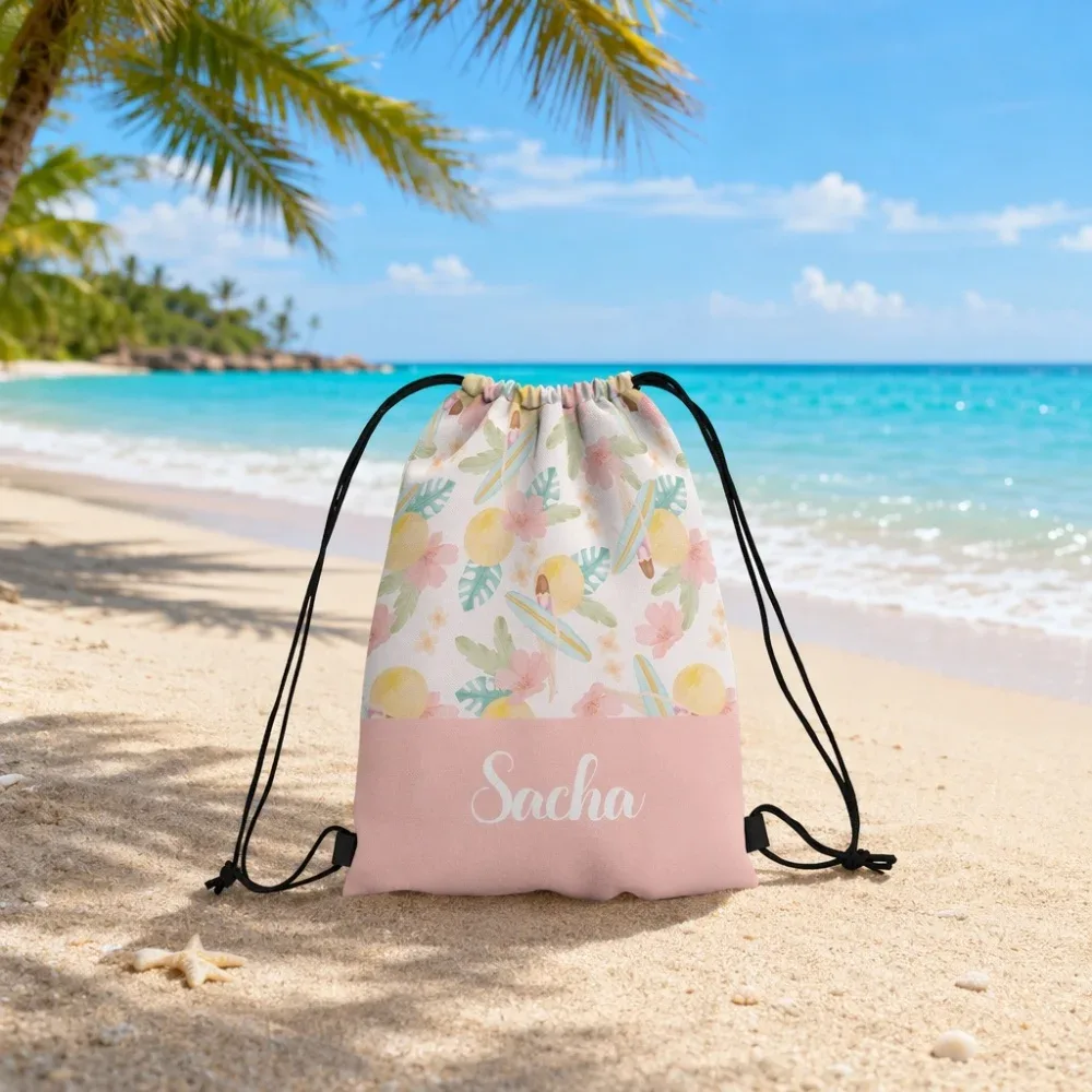 sac à cordon personnalisé avec texte/nom sur mesure - idéal pour les sorties à la plage, sac à dos pour la gym, le fitness, l'école, les activités de plein air et un usage quotidien