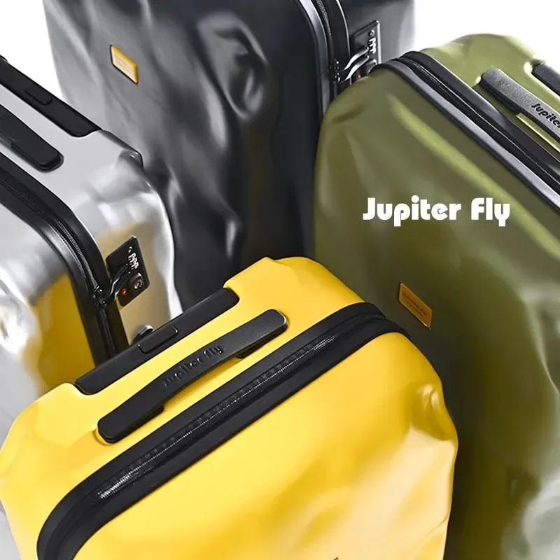 valise à roulettes, design créatif irrégulier et endommagé, tendance rétro, avec roue rotative de patinage, serrure tsa, matériau pc, nouvelle collection 2026