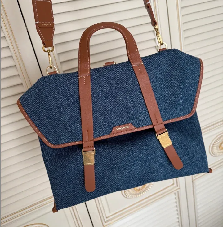 nouvelle version 2026 sac à dos vertical rétro en toile de jean, grand format, pour le quotidien, le shopping, les documents et l'ordinateur, tendance