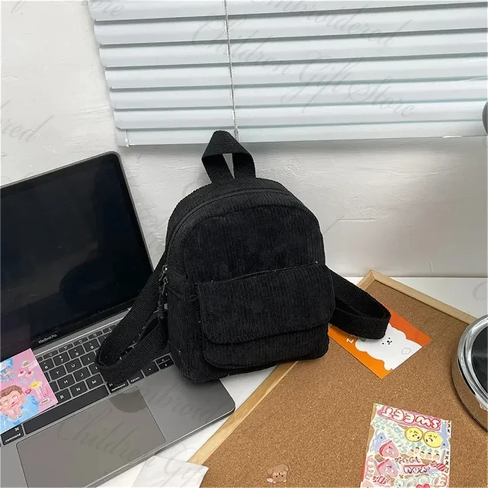 mini sac à dos en velours côtelé de couleur unie avec nom personnalisé pour filles, petit sac à dos personnalisé pour femmes, cadeau d'anniversaire