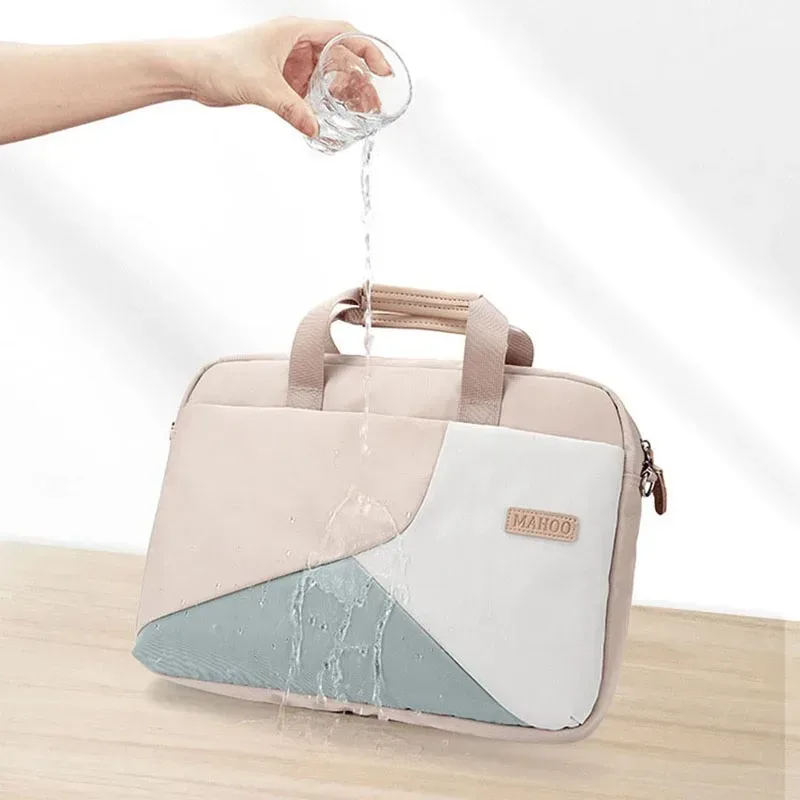 sac pour ordinateur portable 2026 compatible avec apple huawei macbook 13, 14 et 15,6 pouces, sac pour femme à blocs de couleur, résistant aux chocs