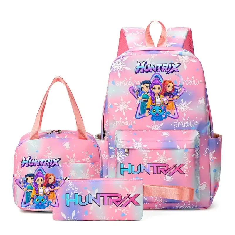 ensemble de 3 sacs à dos kpop demon hunters, sac d'école, sac à déjeuner, trousse à crayons, cadeau de rentrée scolaire pour fille, mochila de loisirs, sacs de voyage pour adolescents