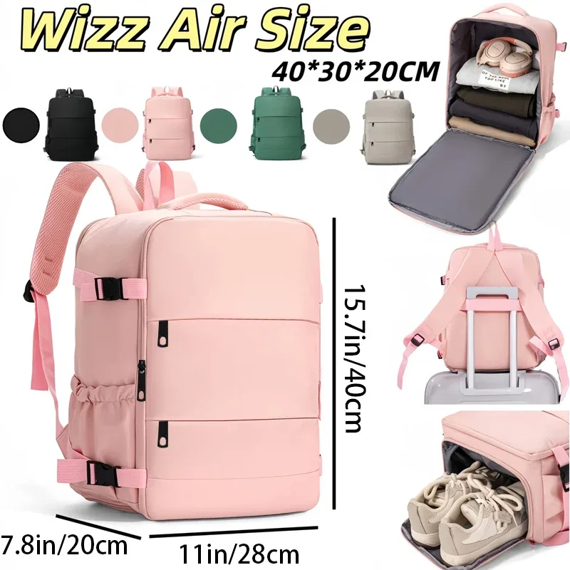 Sac à dos de voyage polyvalent pour femme avec compartiment à chaussures, sacoche pour ordinateur portable multi-poches avec sangle de bagage pour le travail et les voyages