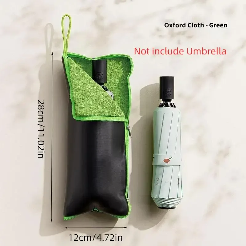 sac de rangement pour parapluie en microfibre, forte absorption d'eau, porte-parapluie pliable avec fermeture éclair et boucle de suspension, lavable à la main
