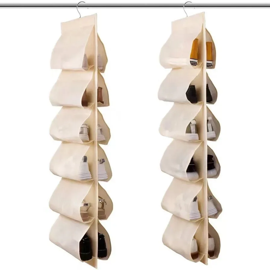 sac de rangement mural à grille multicouche, pour chaussures et articles divers derrière la porte, rangement de chambre à coucher en tissu non tissé