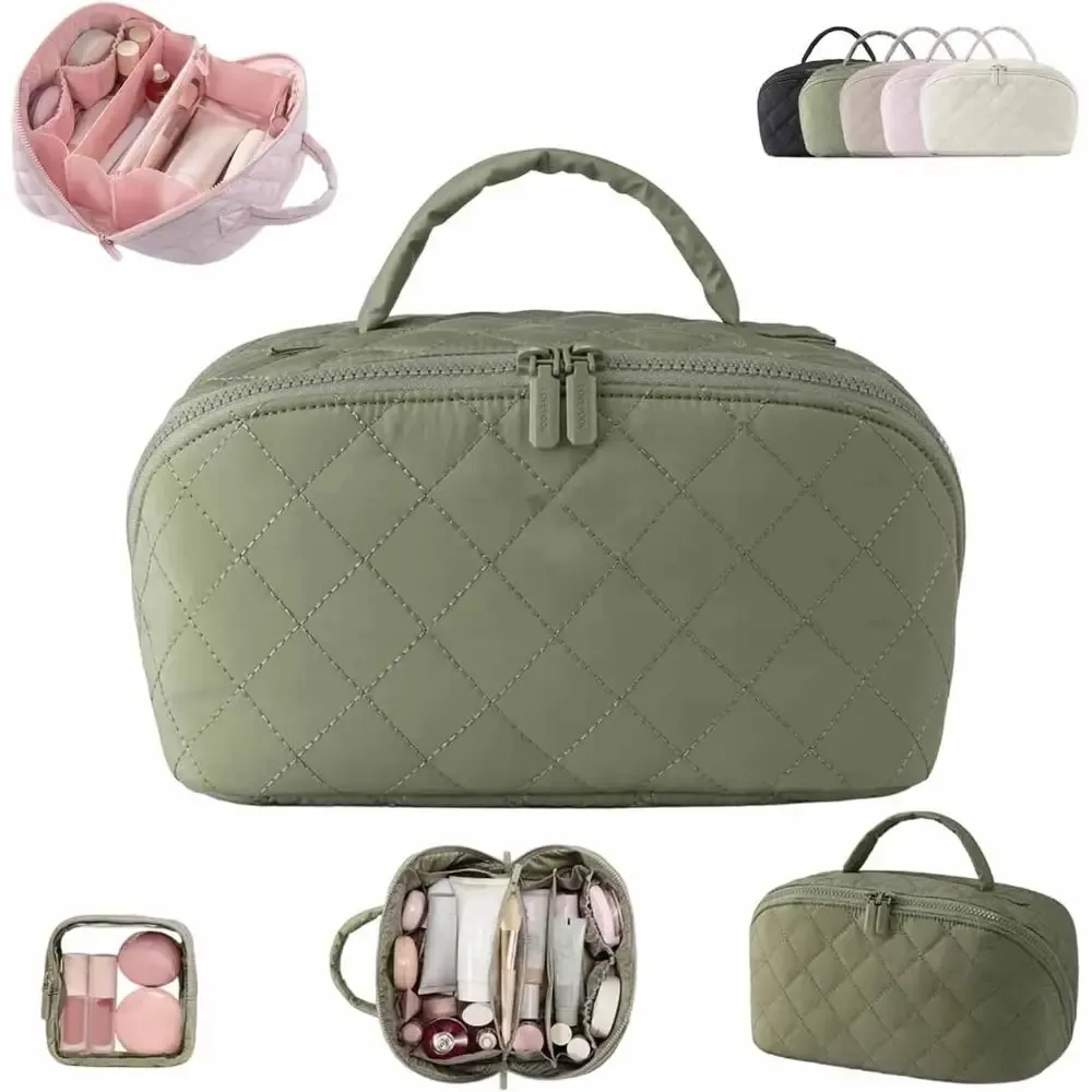 nouvelle trousse de maquillage pour femmes, grande capacité, pliable à plat, légère, portable, trousse de toilette, trousse à cosmétiques, sac de voyage et d'affaires