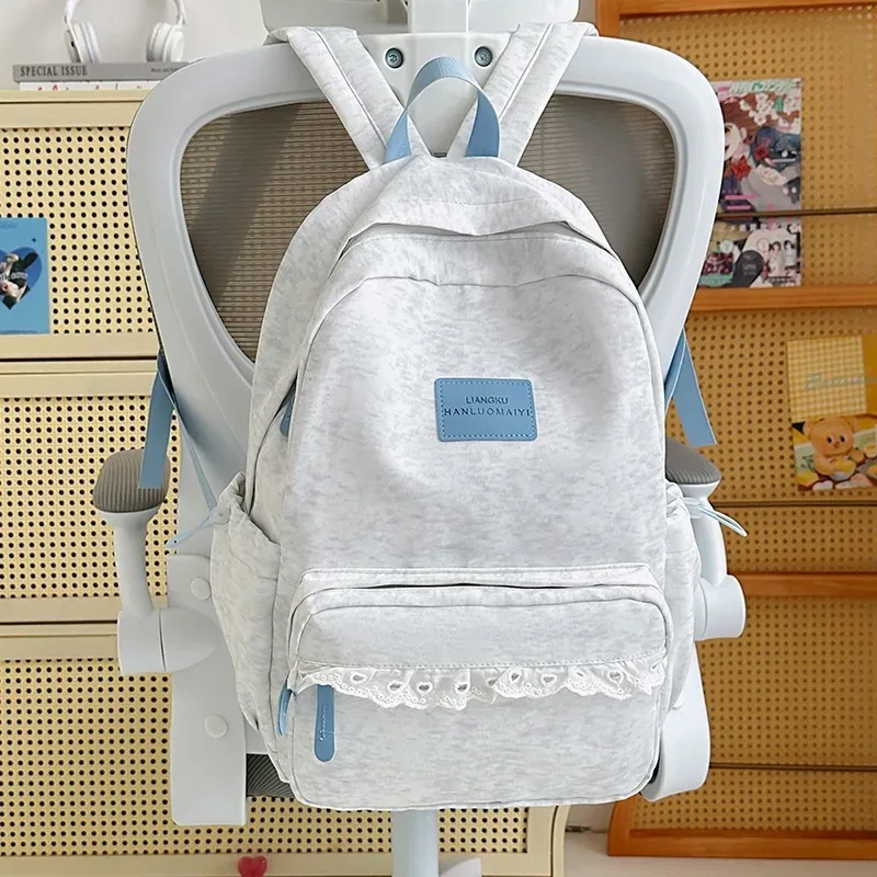 nouveau sac à dos de voyage 2026 en dentelle style japonais ins léger grande capacité pour femme, sac d'école respirant en nylon imperméable