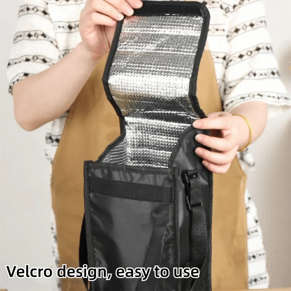 Nouvelle sacoche isotherme grande capacité en film aluminium noir, sac à lunch épaissi pour garder les aliments au chaud